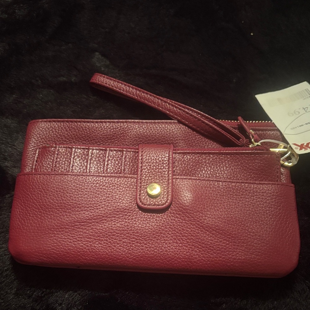 Elegant Burgundy Leather Wristlet